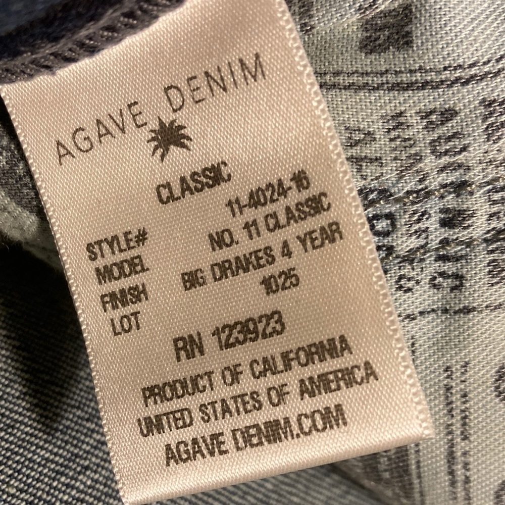 NWT Agave Denim No 11 CLASSIC FIT BIG DRAKES Jeans Sz 28/35 - Picture 5 of 9